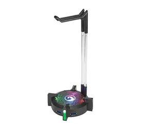 Marvo HZ-04 Podświetlany stojak na słuchawki czarny / 4X USB 3.0