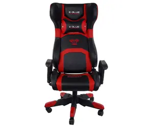 E-BLUE COBRA czarno-czerwony / skóra syntetyczna / koła / regulowane / głośniki BT / ładowność do 120 kg