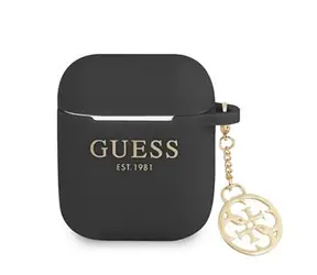 Silikonowe etui Guess 4G Charm do Airpods 1 i 2, czarne