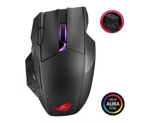 Asus ROG Spatha X czarny / Bezprzewodowa mysz do gier / RF 2,4 GHz / USB-A / RGB / 19 000 DPI / stacja ładująca / akumulator