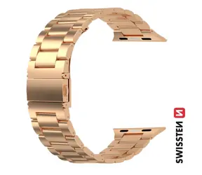 Swissten Metalowy pasek do Apple Watch 42/44/45/49mm w kolorze różowego złota