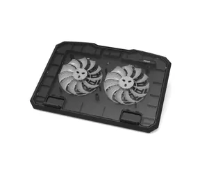 PORT CONNECT Cooler Pro czarny / podstawka chłodząca do laptopa / 2x USB-A / 2 wentylatory / powierzchnia 35 x 25 cm