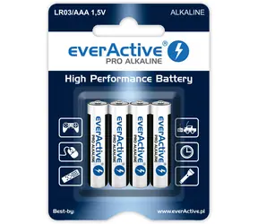 Baterie alkaliczne EverActive Pro AAA (LR03) - blister 4 szt 