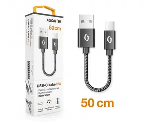 Kabel Aligator Premium do transmisji danych 2A USB-C 50cm czarny