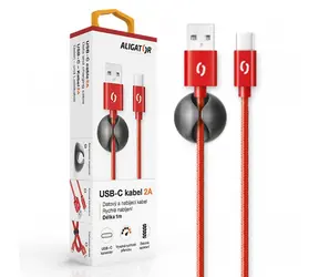 Kabel do transmisji danych Aligator Premium 2A USB-C czerwony