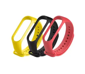 Pasek XIAOMI Mi Band 3&4 czarno-czerwono-żółty (3 szt.) / Paski zamienne do XIAOMI Mi Band 3&4