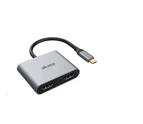 Adapter Akasa AK-CBCA26-18BK szary / adapter dokujący USB-C / USB-C 3.0 / 2x HDMI / 4K@60Hz