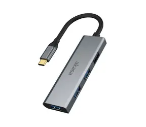 Akasa AK-CBCA25-18BK Hub USB-C srebrny / 4-portowy koncentrator USB / 4X USB-A 3.0