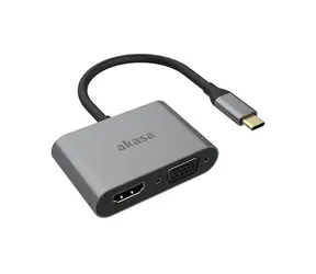 Adapter Akasa AK-CBCA23-18BK szary / adapter dokujący USB-C / VGA / HDMI / 4K@60Hz