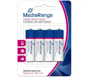 MediaRange Wysokowydajne akumulatory Mignon AA / 1,5V / cynk-węgiel / 4 szt