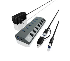 Hub USB Icy Box IB-HUB1701-C3 czarny / 7x USB 3.0