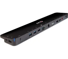Club3D Universal Stacja dokująca USB-C 65W czarna / stacja dokująca / moc wyjściowa max 65W / VGA+HDMI+DP / USB / gniazdo 3,5mm