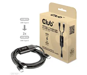 Club3D CAC-1527 kabel ładujący USB-C na 2x USB-C M/M czarny 1,83m / 100W 