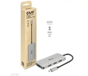 Club3D CSV-1547 Hub USB-C srebrny / 4X USB-A / 10Gbps 