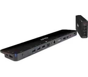 Club3D CSV-1564W100 Stacja dokująca USB-C 3.2 czarna / 3x USB-C / HDMI / DP / VGA / RJ45 / SD Slot / MicroSD / jack 3,5mm