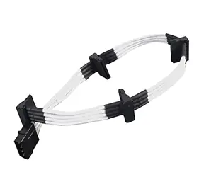Kabel Silverstone 4-pin Molex > 4X przedłużacz SATA 30cm biały / włókna indywidualnie plecione