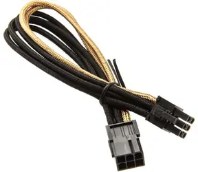 Kabel Silverstone 6-pin PCIe 25cm czarno-złoty / przedłużacz / kable indywidualnie plecione