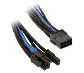 Kabel Silverstone 8-pin PCI > 6+2-pin PCIe 25 cm czarno-niebieski / indywidualnie pleciony 