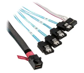 Kabel Silverstone SST-CPS05-RE SAS mini 36-pin > 4X SATA 50cm czarny / 12Gb/s / SFF-8643 / SGPIO