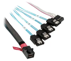Kabel Silverstone SST-CPS05 SAS mini 36-pin > 4X SATA 50cm czarny / SFF-8643 / SGPIO
