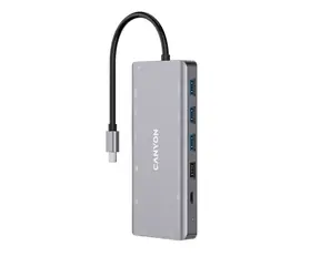 Replikator portów Canyon CNS-TDS12 / 1xUSB-C PD 100W / 2xHDMI (4K) VGA / 4xUSB-A / RJ45 / jack 3,5mm / czytnik SD