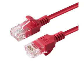 MicroConnect CAT6a U/UTP SLIM 0,25 m czerwony / LSZH