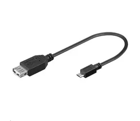 Kabel MicroConnect USB2.0 A (F) - microUSB B (M) 0,2 m czarny / 480 Mbit/s