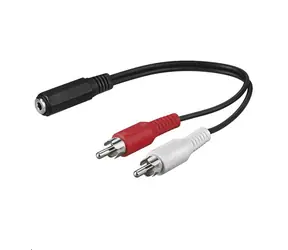 Adapter audio MicroConnect jack 3,5 mm (żeński) - 2 x RCA (męski) 0,2 m czarny