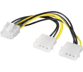 MicroConnect Wewnętrzny kabel zasilający 2x złącze 5.25 (Molex 3-pinowe) - PCIe 8-pinowe