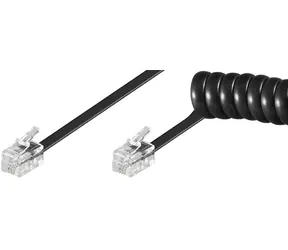 Kabel spiralny MicroConnect Modular RJ10 (M) - RJ10 (M) 2m czarny