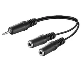 Kabel audio MicroConnect Y stereo mini jack 3,5 mm (męski) - 2 x mini jack 3,5 mm (żeński) 0,2 m czarny
