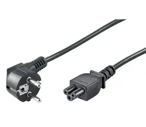 Kabel zasilający MicroConnect Schuko kąt 90° - C5 1m czarny
