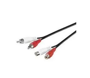Kabel MicroConnect Stereo 2x RCA (M) - 2x RCA (F) 5m czarny