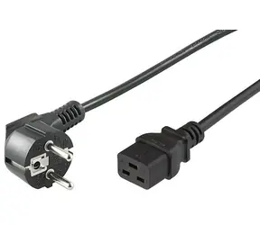Kabel zasilający MicroConnect Schuko kąt 90° - C19 0,5m czarny