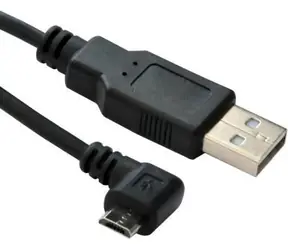 Kabel MicroConnect USB2.0 A (M) - microUSB B (M) wygięty 90° 3M czarny / 480Mbit/s