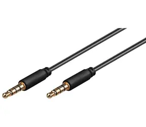 Kabel audio MicroConnect Slim 4-pinowy Jack 3,5 mm - Jack 3,5 mm 2 m czarny