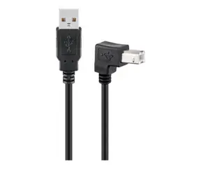 Kabel MicroConnect USB2.0 A (M) - USB2.0 B kąt 90° (M) 2m czarny / 480Mbit/s