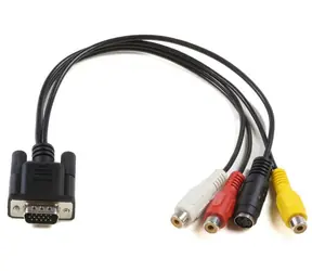 Kabel MicroConnect VGA (M) - RCA + S-Video (F) 0,3 m czarny