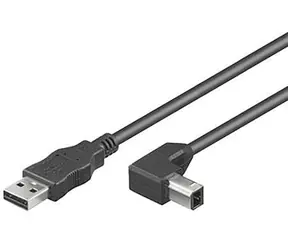Kabel MicroConnect USB2.0 A (M) - USB2.0 B kąt 90° (M) 3M czarny / 480Mbit/s