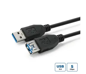 Kabel MicroConnect USB3.0 A (M) - USB3.0 A (F) 2m czarny / 5000Mbit/s