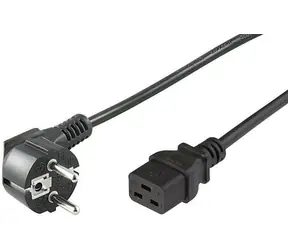 MicroConnect Kabel zasilający Schuko 90° kąt - C19 1m czarny