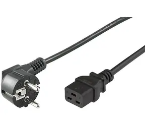 Kabel zasilający MicroConnect Schuko kąt 90° - C19 2m czarny