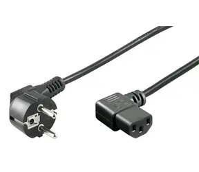 Kabel zasilający MicroConnect Schuko kąt 90° - C13 kąt 90° 3M czarny