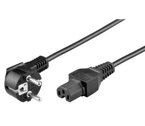 Kabel zasilający MicroConnect Schuko kąt 90° - C15 2m czarny