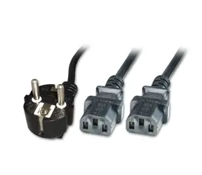 Kabel zasilający MicroConnect Schuko kątowy 90° - 2x C13 3M czarny