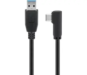 Kabel MicroConnect USB-C kąt 90° (M) - USB 3.0 A (M) 3M czarny / 5000Mbit/s