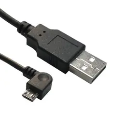 Kabel MicroConnect USB2.0 A (M) - microUSB B (M) wygięty 90° 1,8m czarny / 480Mbit/s