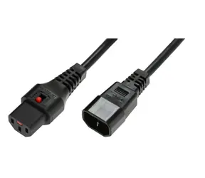 Przewód przedłużający MicroConnect z blokadą IEC C13 - C14 1,5 m czarny
