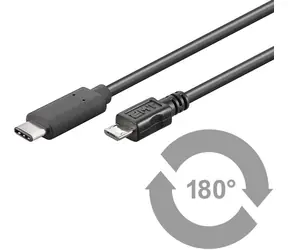 Kabel MicroConnect USB C (M) - microUSB2.0 B (M) 1m czarny / 480Mbit/s