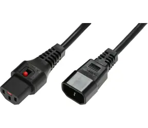 Przewód przedłużający MicroConnect z blokadą IEC C13 - C14 2m czarny